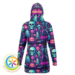 Pastel Skulls (Halloween) Athletic Long Hoodie Longline - Aop