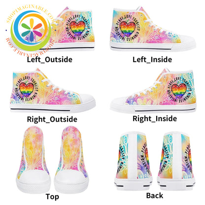 Peace • Love Equality Ladies High Top Canvas Shoes