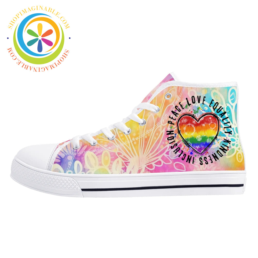 Peace • Love Equality Ladies High Top Canvas Shoes