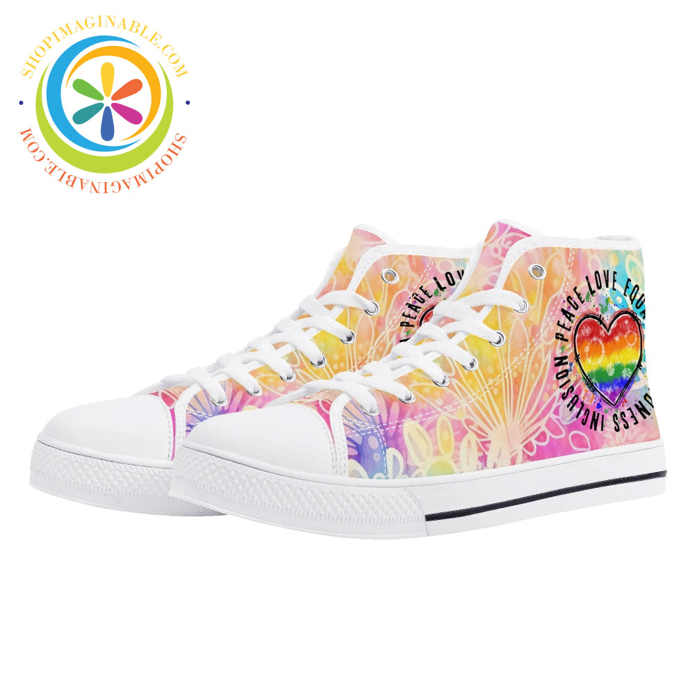 Peace • Love Equality Ladies High Top Canvas Shoes