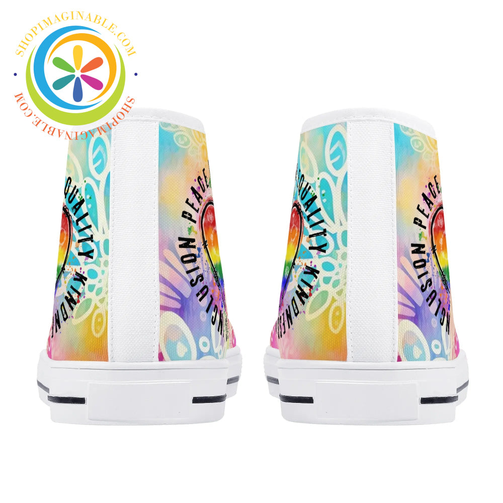 Peace • Love Equality Ladies High Top Canvas Shoes