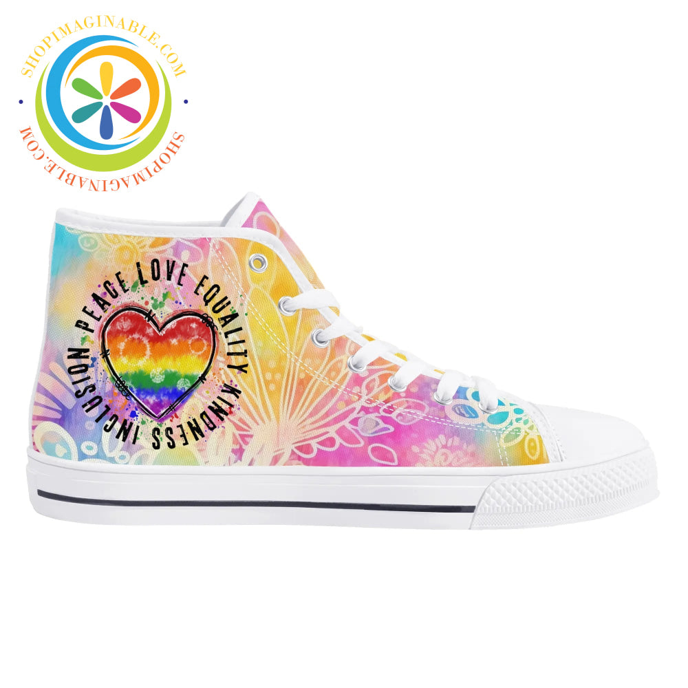 Peace • Love Equality Ladies High Top Canvas Shoes