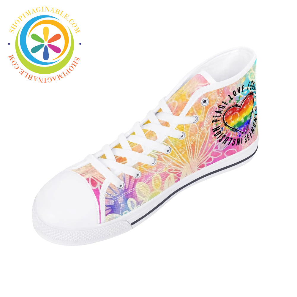 Peace • Love Equality Ladies High Top Canvas Shoes