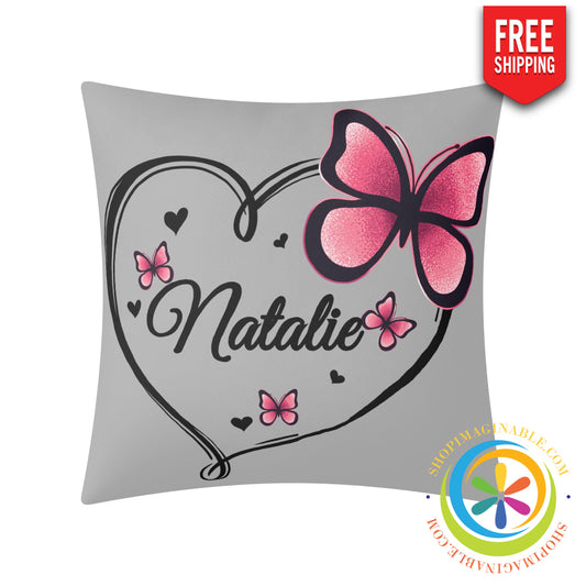 Personalized Butterfly Heart Pillow Cover Pillow Cover