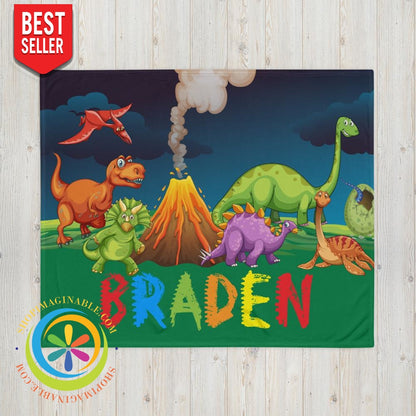 Personalized Dinosaurs Throw Blanket-ShopImaginable.com