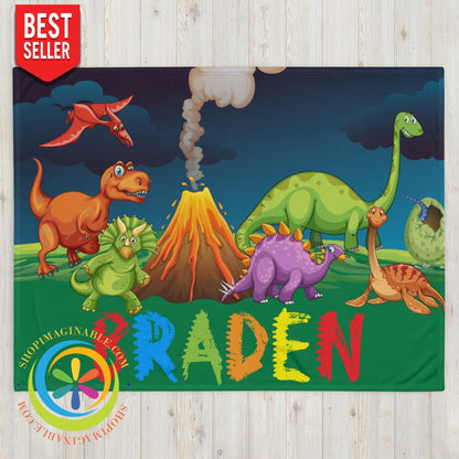 Personalized Dinosaurs Throw Blanket 60×80