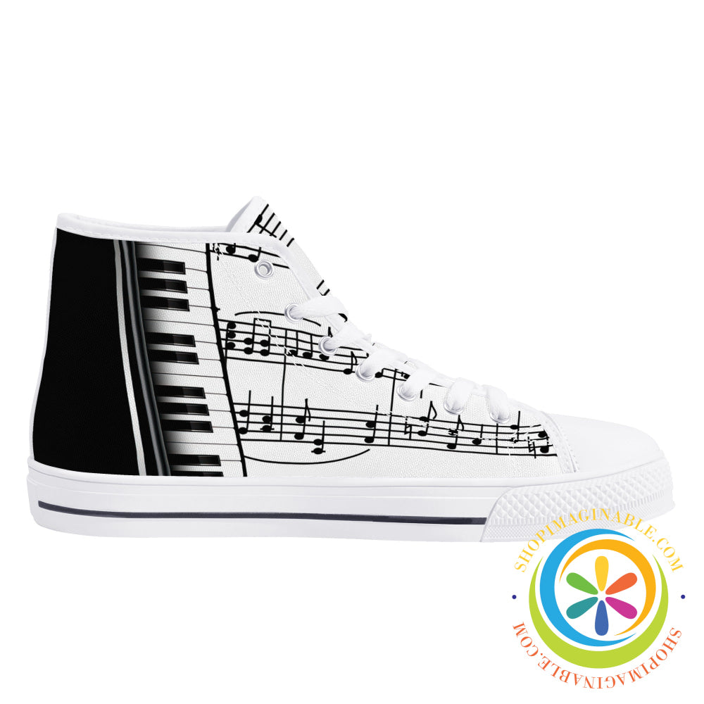 Piano Passion Ladies High Top Canvas Shoes