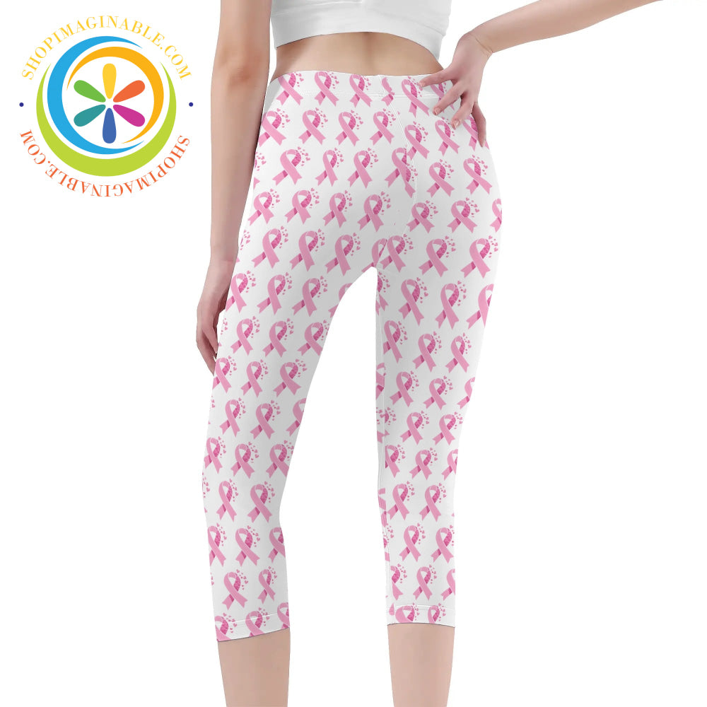 Pink Cancer Awareness Capris Leggings Yoga Pants