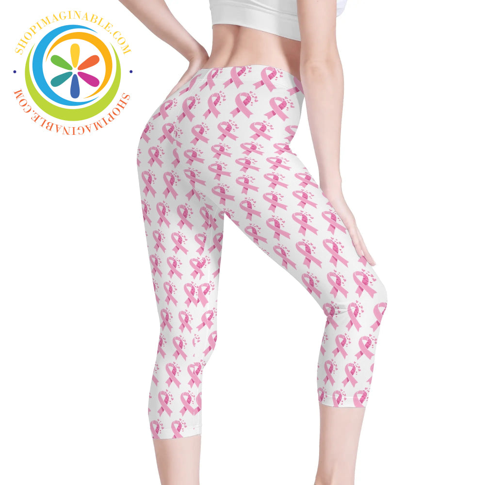 Pink Cancer Awareness Capris Leggings Yoga Pants