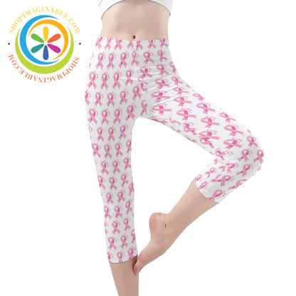 Pink Cancer Awareness Capris Leggings Yoga Pants