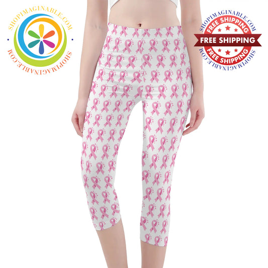 Pink Cancer Awareness Capris Leggings Yoga Pants Xs