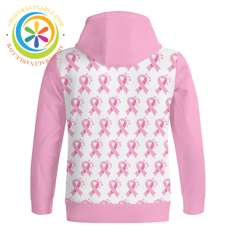 Pink Cancer Awareness Full Zip Turtleneck Hoodie Streetwear