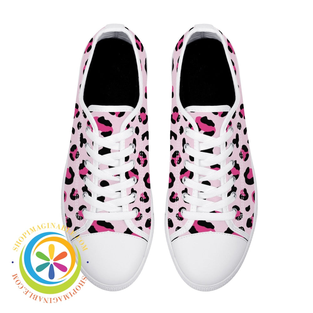 Pink Cheetah Ladies Low Top Canvas Shoes