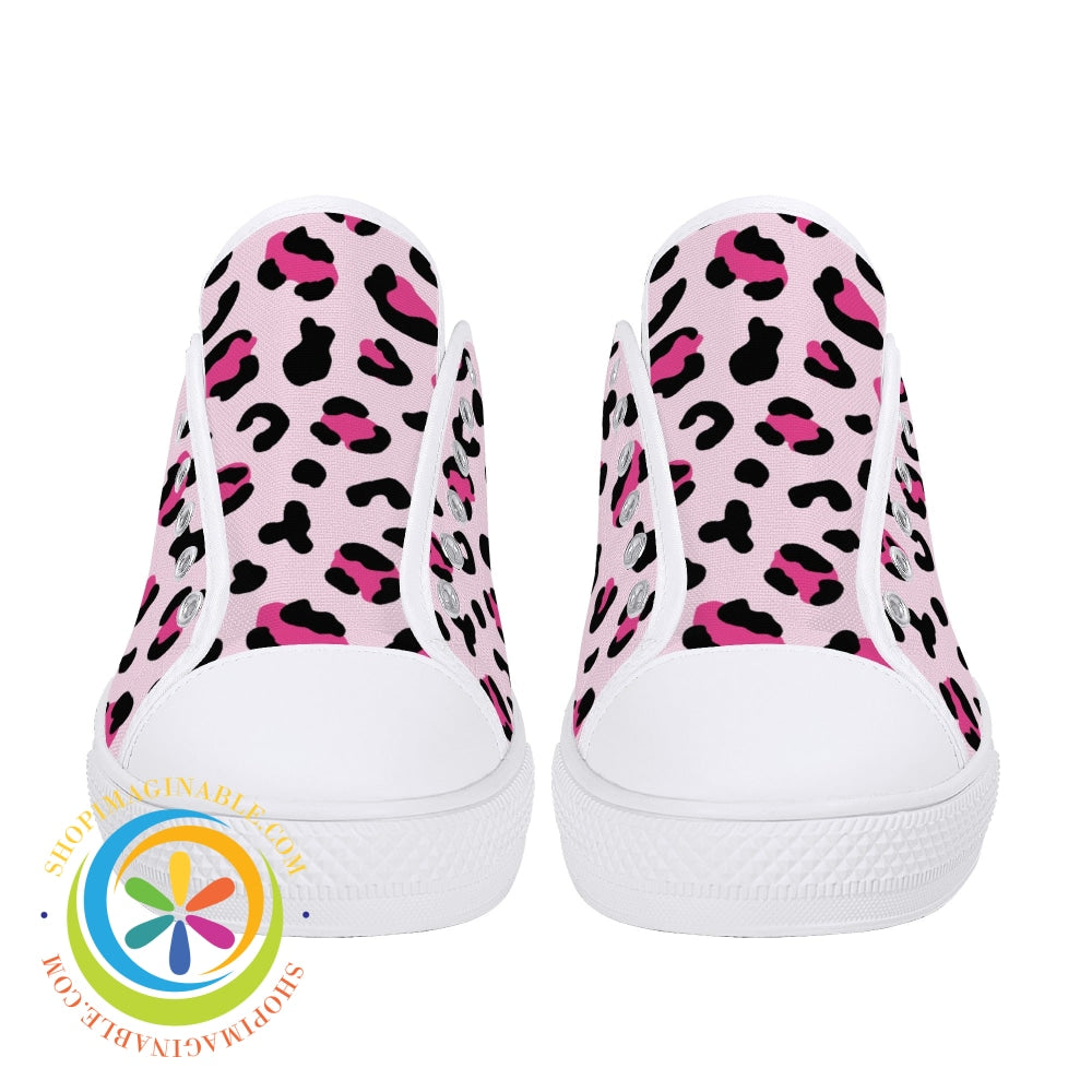 Pink Cheetah Ladies Low Top Canvas Shoes