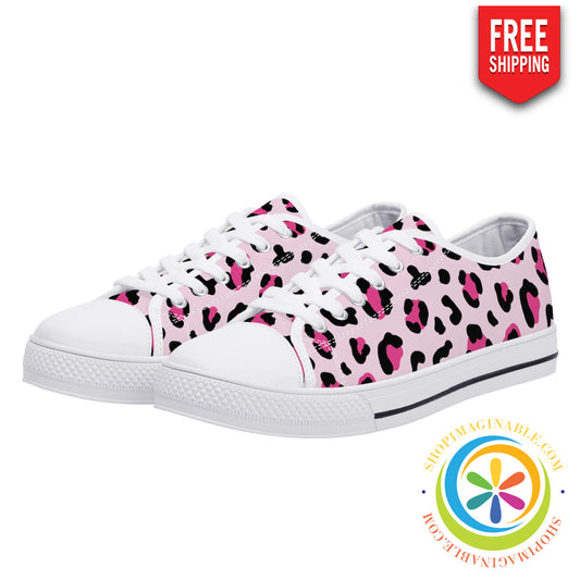 Pink Cheetah Ladies Low Top Canvas Shoes Us12 (Eu44)