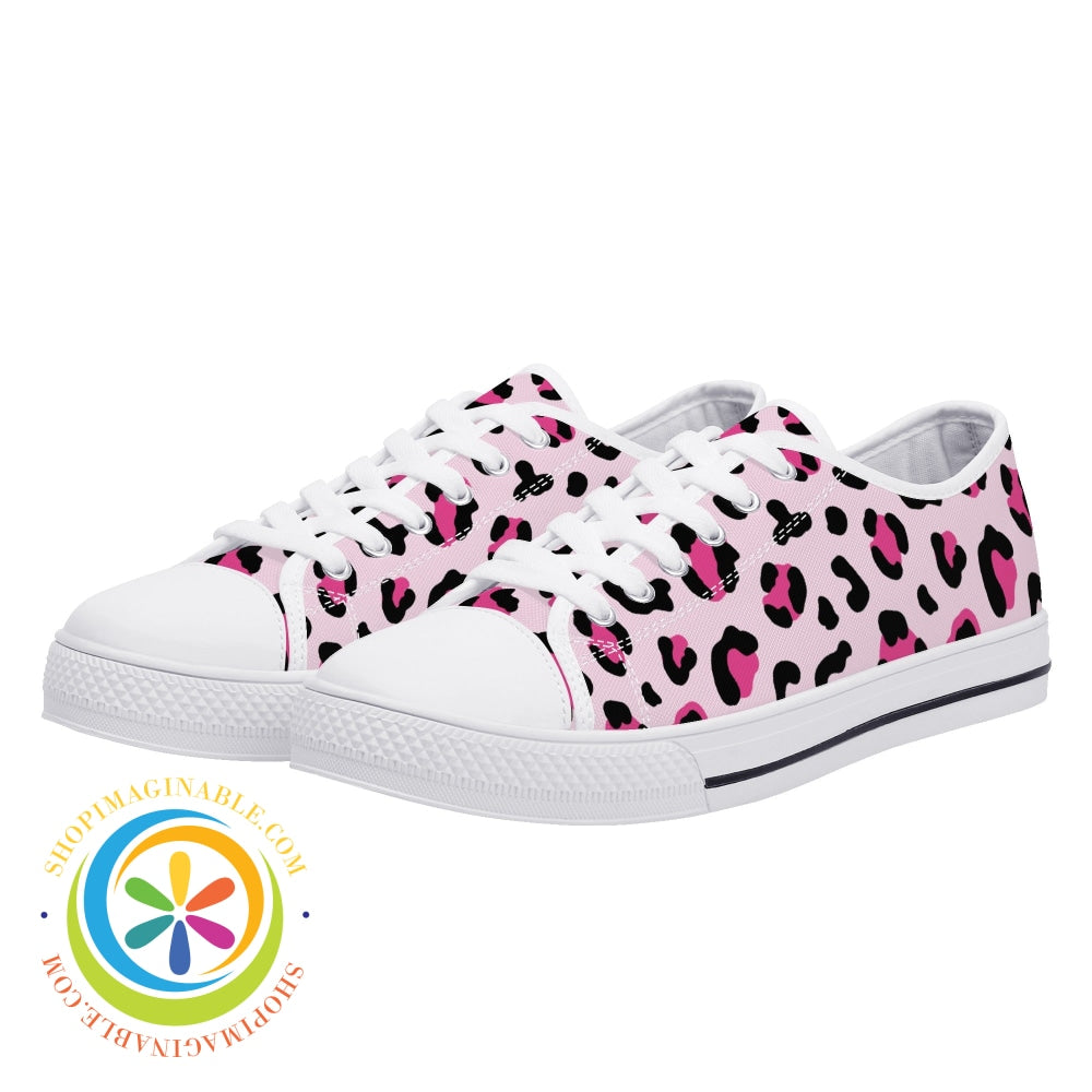 Pink Cheetah Ladies Low Top Canvas Shoes Us12 (Eu44)