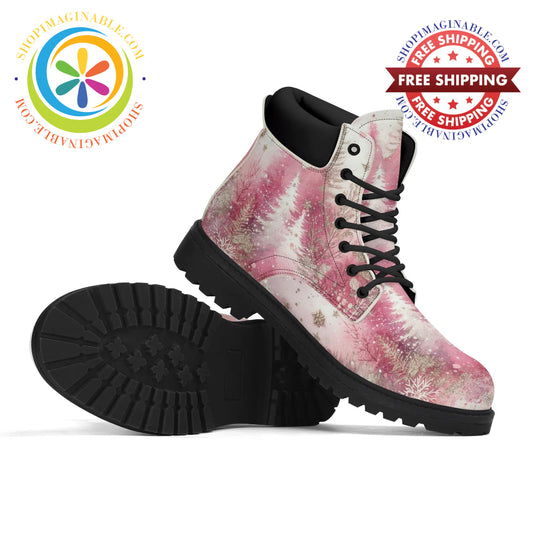 Pink Christmas Womens Boots Us5 (Eu35)