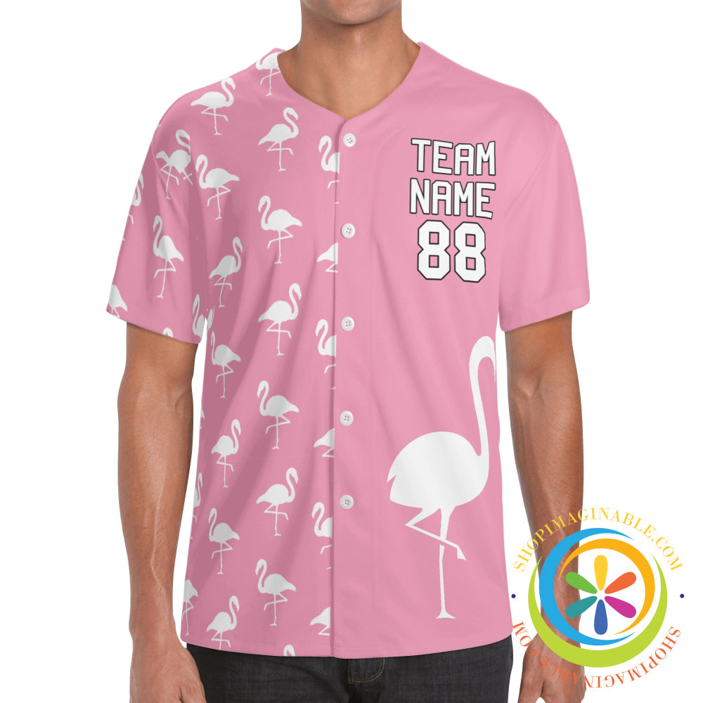 Pink Flamingo Unisex Baseball Jersey