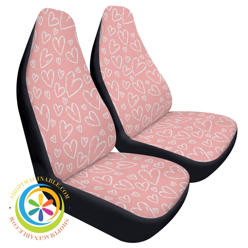 Pink Hearts Cloth Car Seat Covers