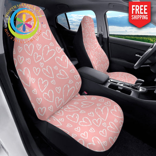 Pink Hearts Cloth Car Seat Covers