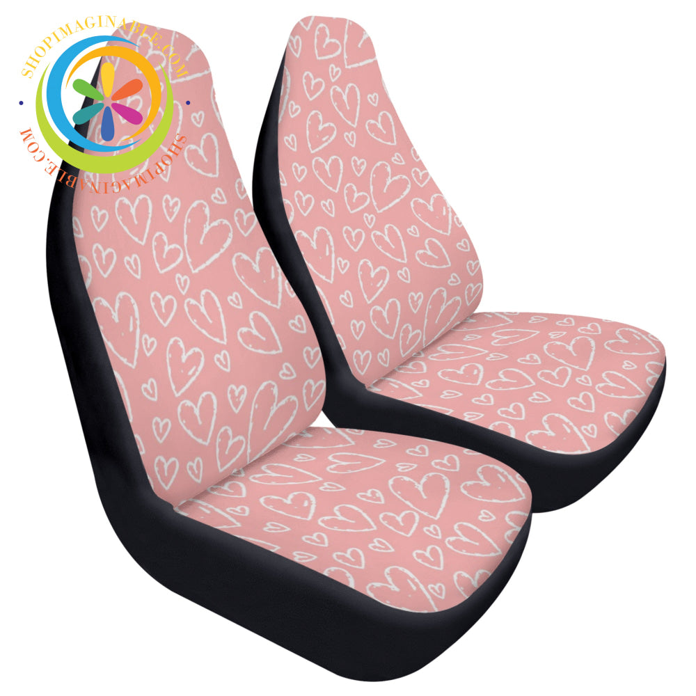 Pink Hearts Cloth Car Seat Covers