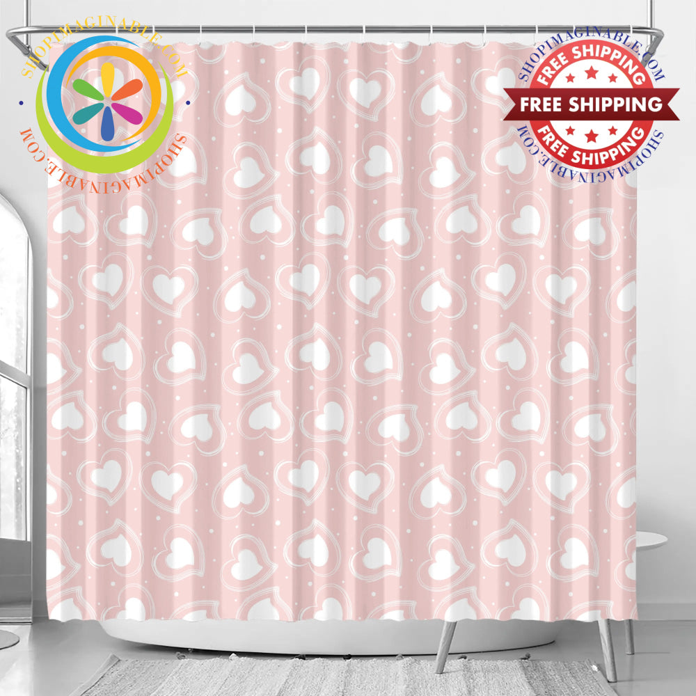 Pink Hearts Shower Curtain