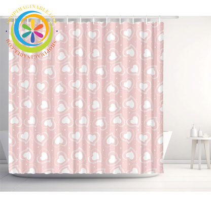 Pink Hearts Shower Curtain