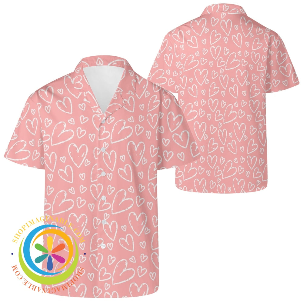 Pink Love Hawaiian Casual Shirt 2Xs