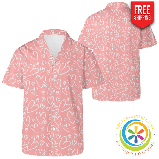 Pink Love Hawaiian Casual Shirt 2Xs