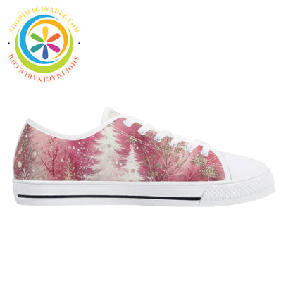 Pink Winter Ladies Low Top Canvas Shoes