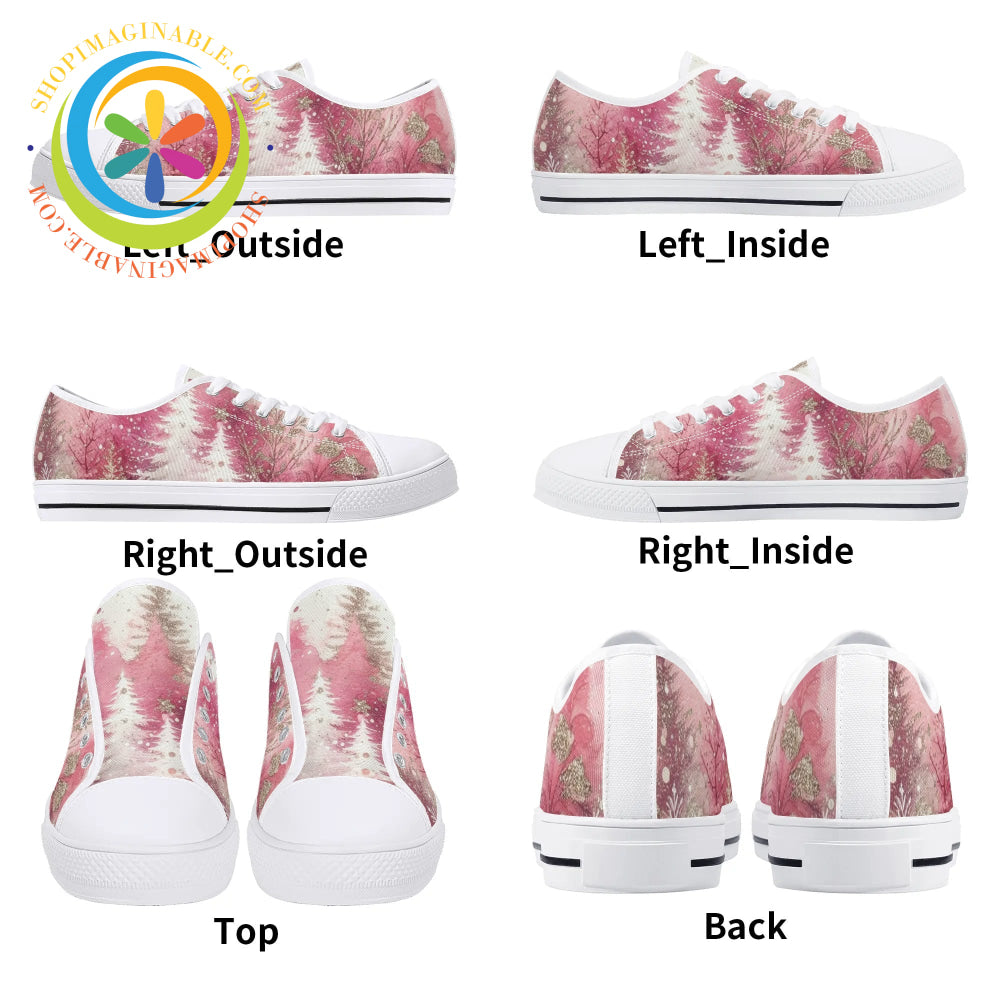 Pink Winter Ladies Low Top Canvas Shoes