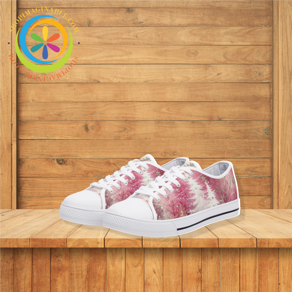 Pink Winter Ladies Low Top Canvas Shoes