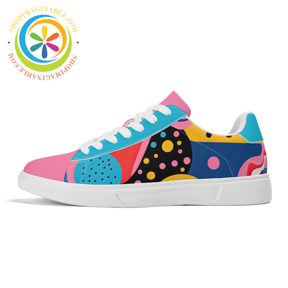 Pop Abstract Low Top Leather Skateboard Shoes