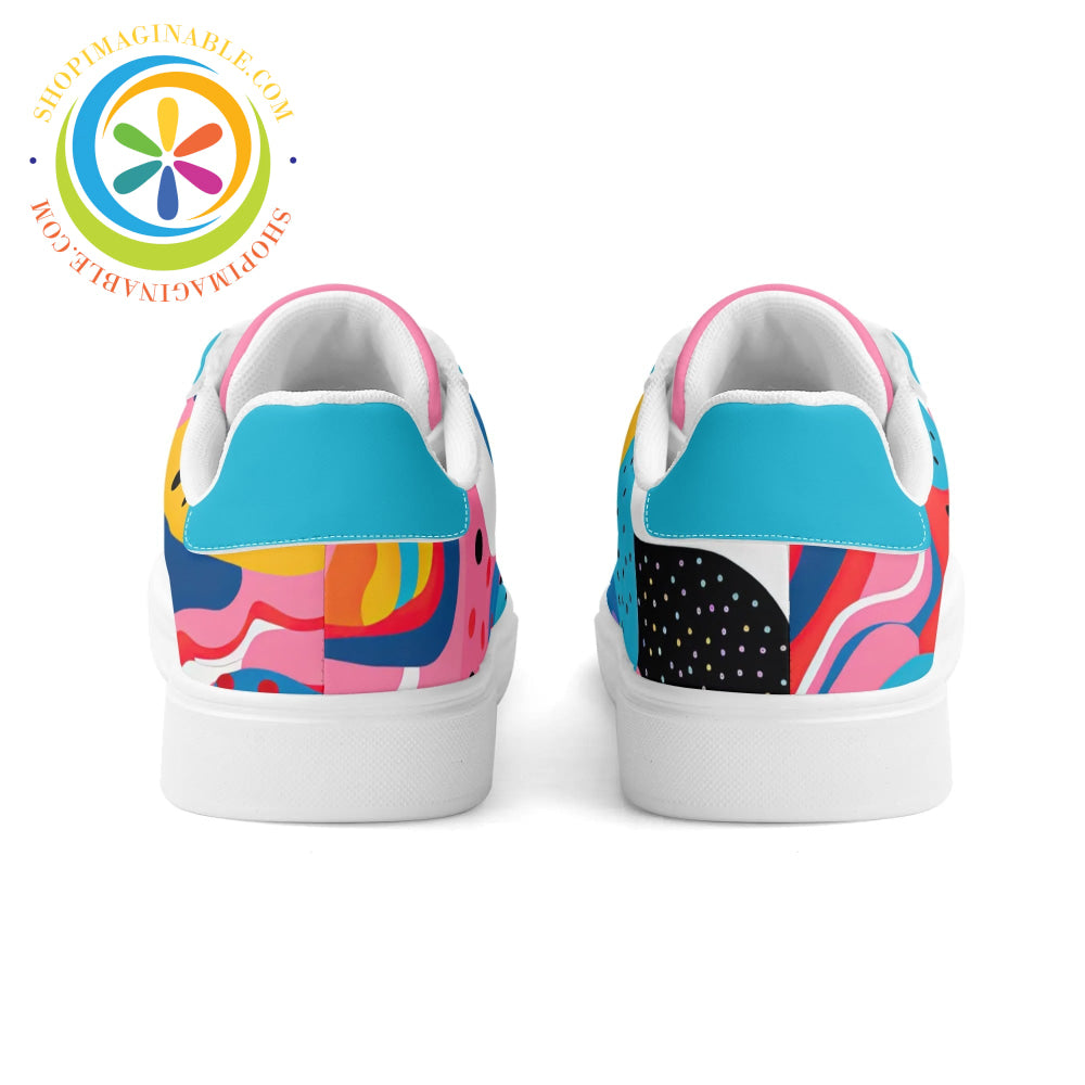 Pop Abstract Low Top Leather Skateboard Shoes