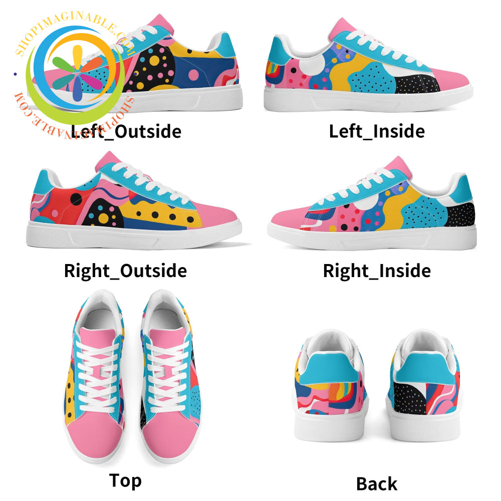 Pop Abstract Low Top Leather Skateboard Shoes