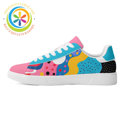 Pop Abstract Low Top Leather Skateboard Shoes