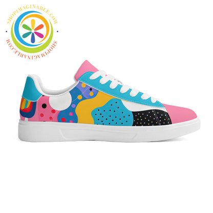 Pop Abstract Low Top Leather Skateboard Shoes