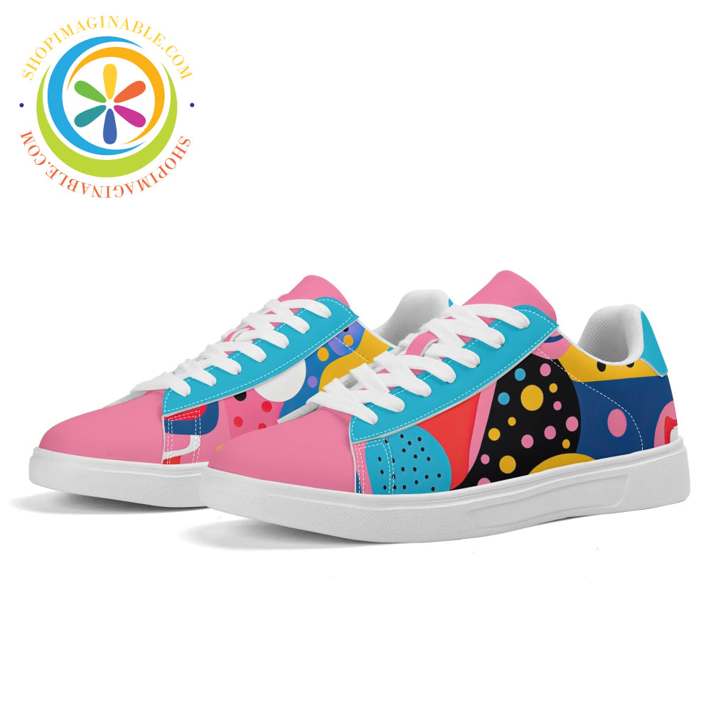 Pop Abstract Low Top Leather Skateboard Shoes