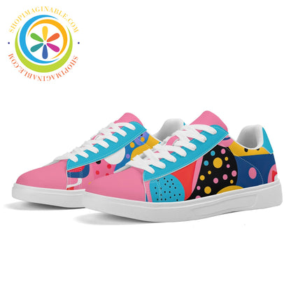 Pop Abstract Low Top Leather Skateboard Shoes