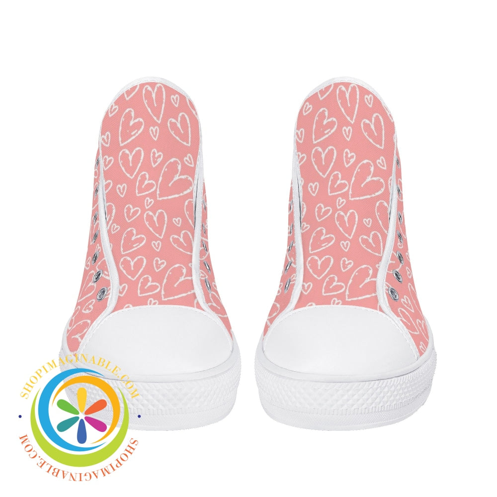 Pretty In Pink Ladies High Top Canvas Shoes