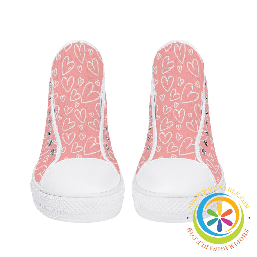 Pretty In Pink Ladies High Top Canvas Shoes