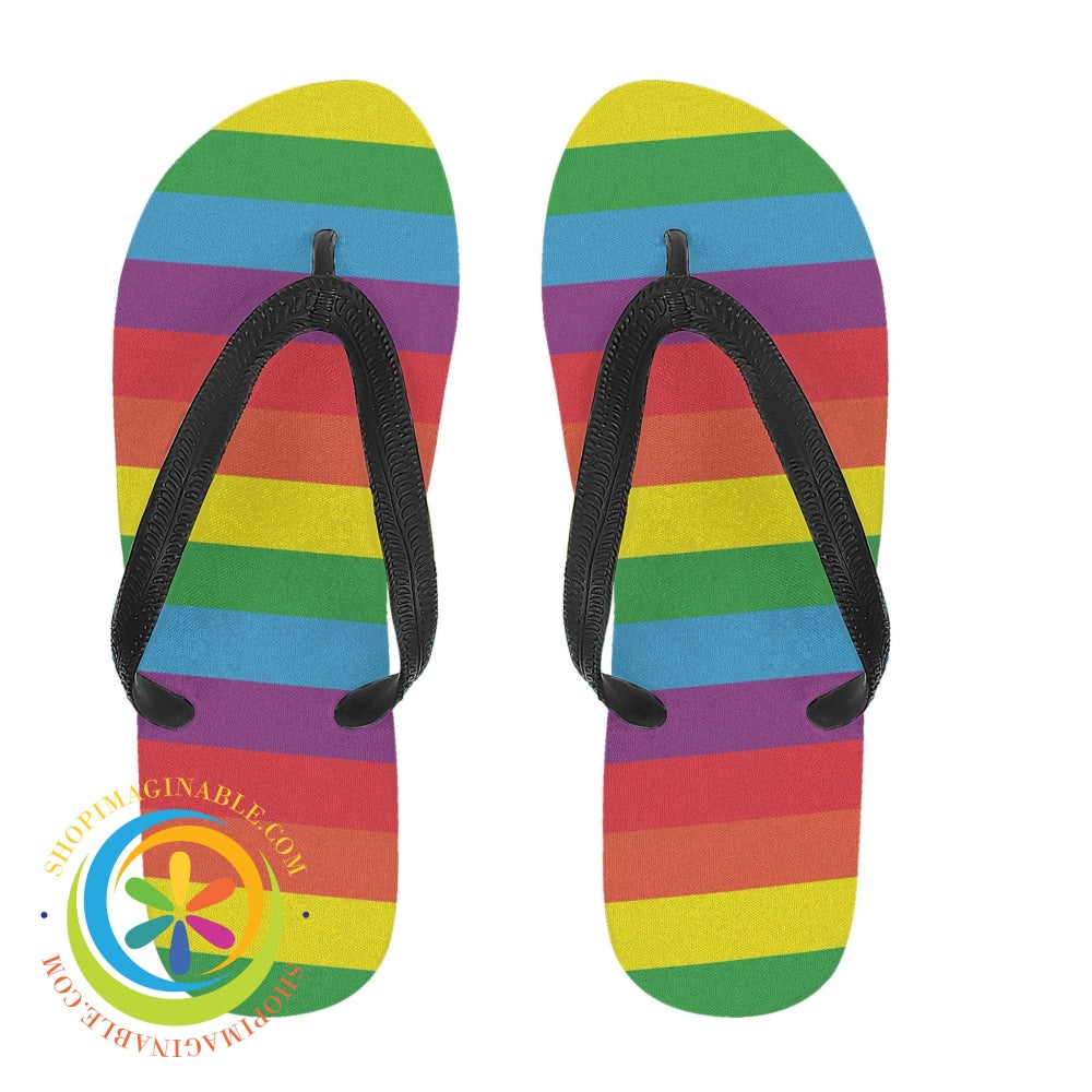 Pride Striped Mens & Ladies Flip-Flops Small (Us 7-8/Eu 40-42) / 1