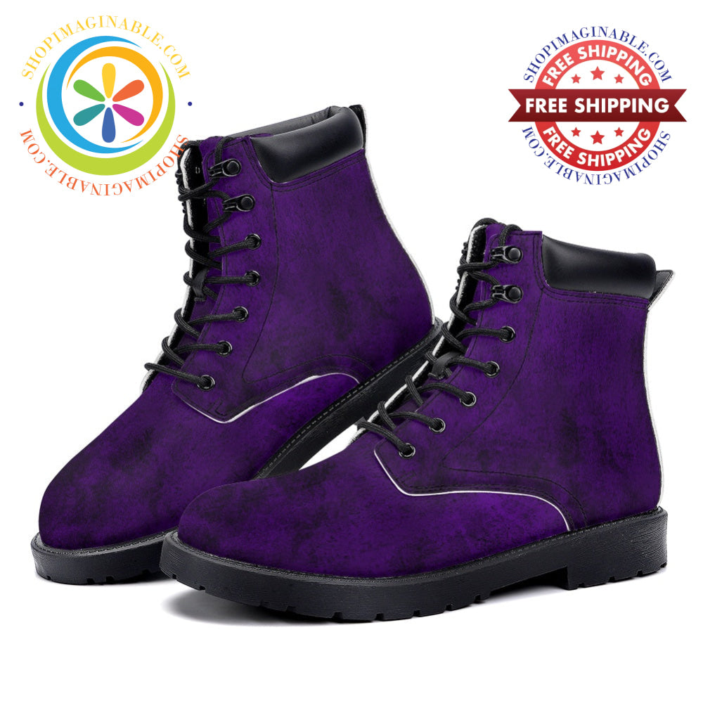 Purple Gothic Grunge - Leather Martin Boots white / 36