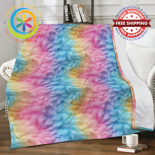 Rainbow Feathers Premium Fleece Blanket