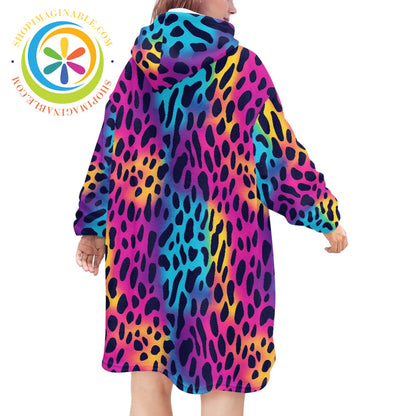 Rainbow Leopard - Blanket Hoodie white / ONESIZE