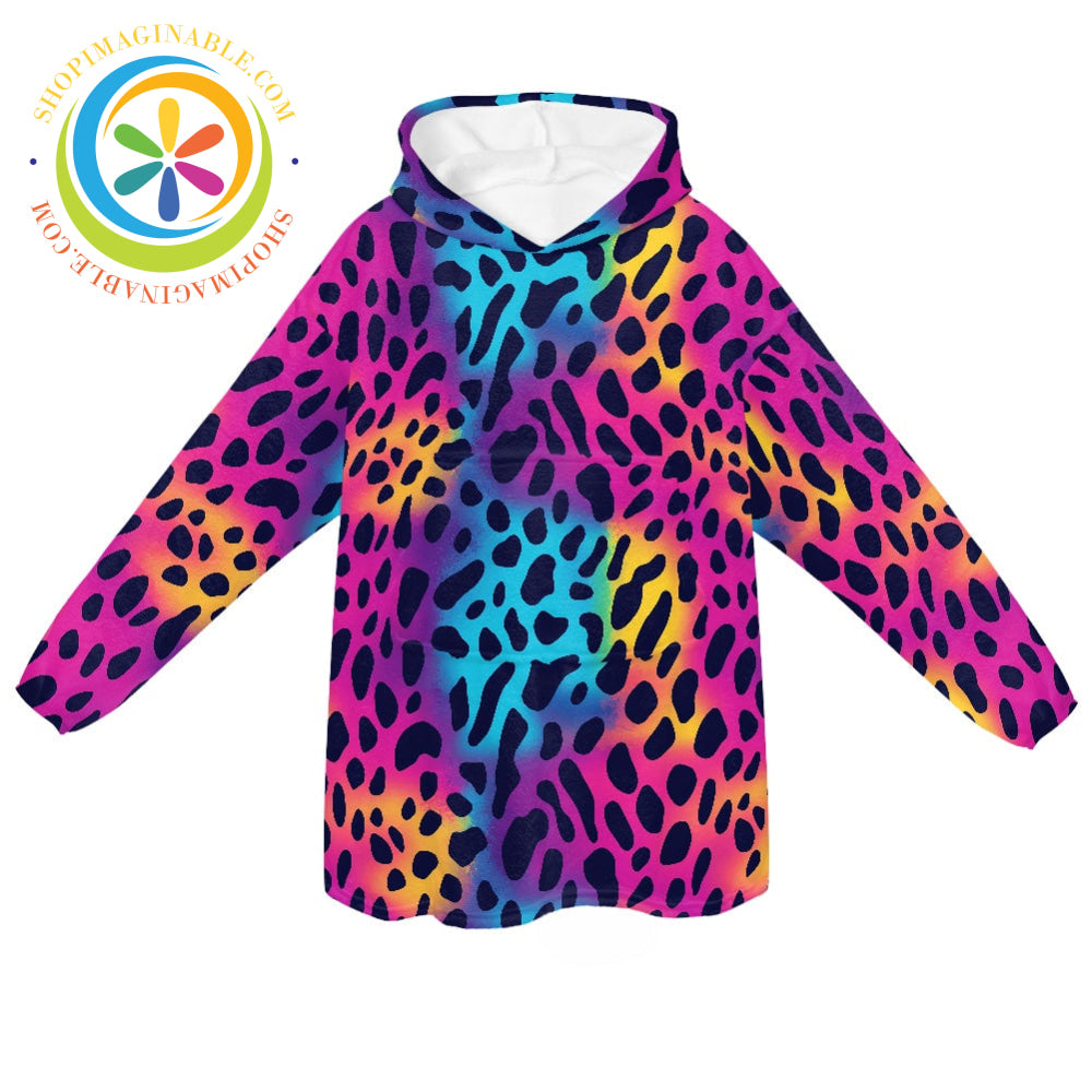 Rainbow Leopard - Blanket Hoodie white / ONESIZE