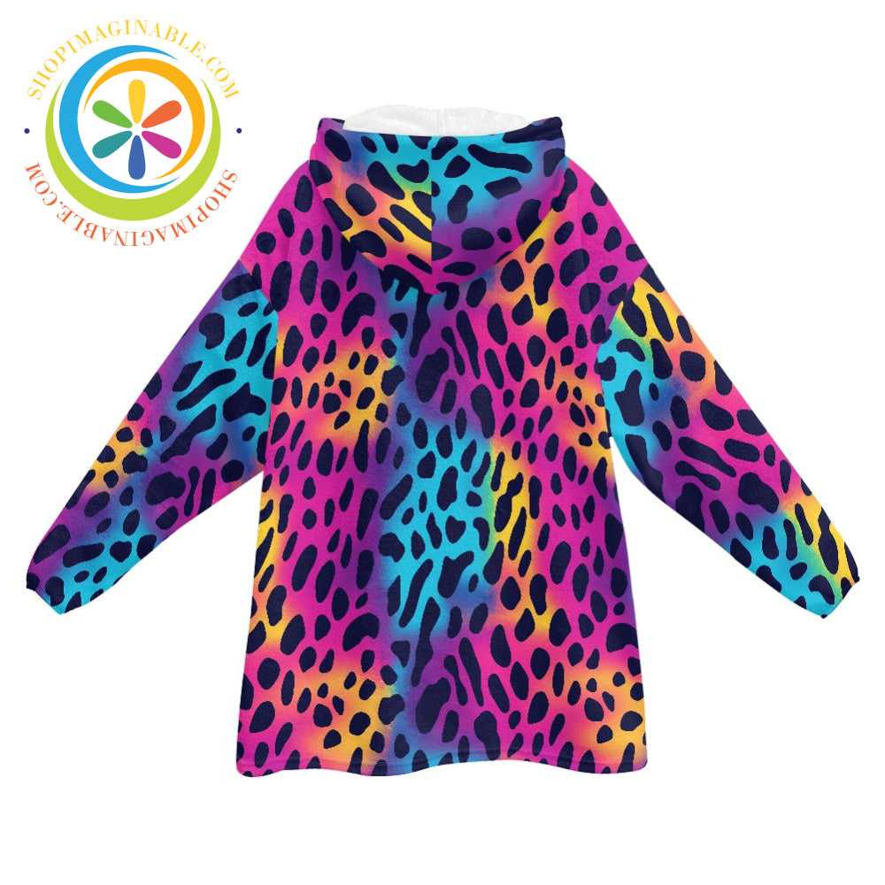 Rainbow Leopard - Blanket Hoodie white / ONESIZE