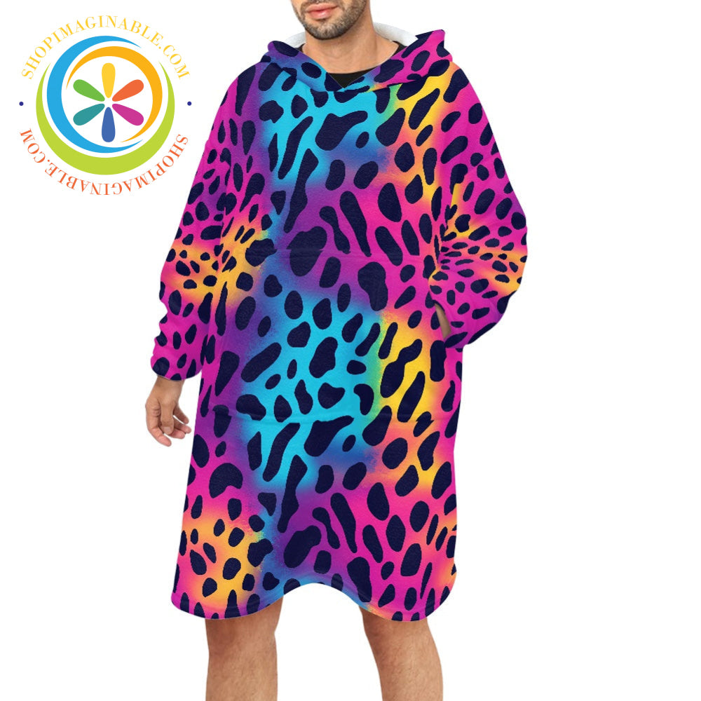 Rainbow Leopard - Blanket Hoodie white / ONESIZE