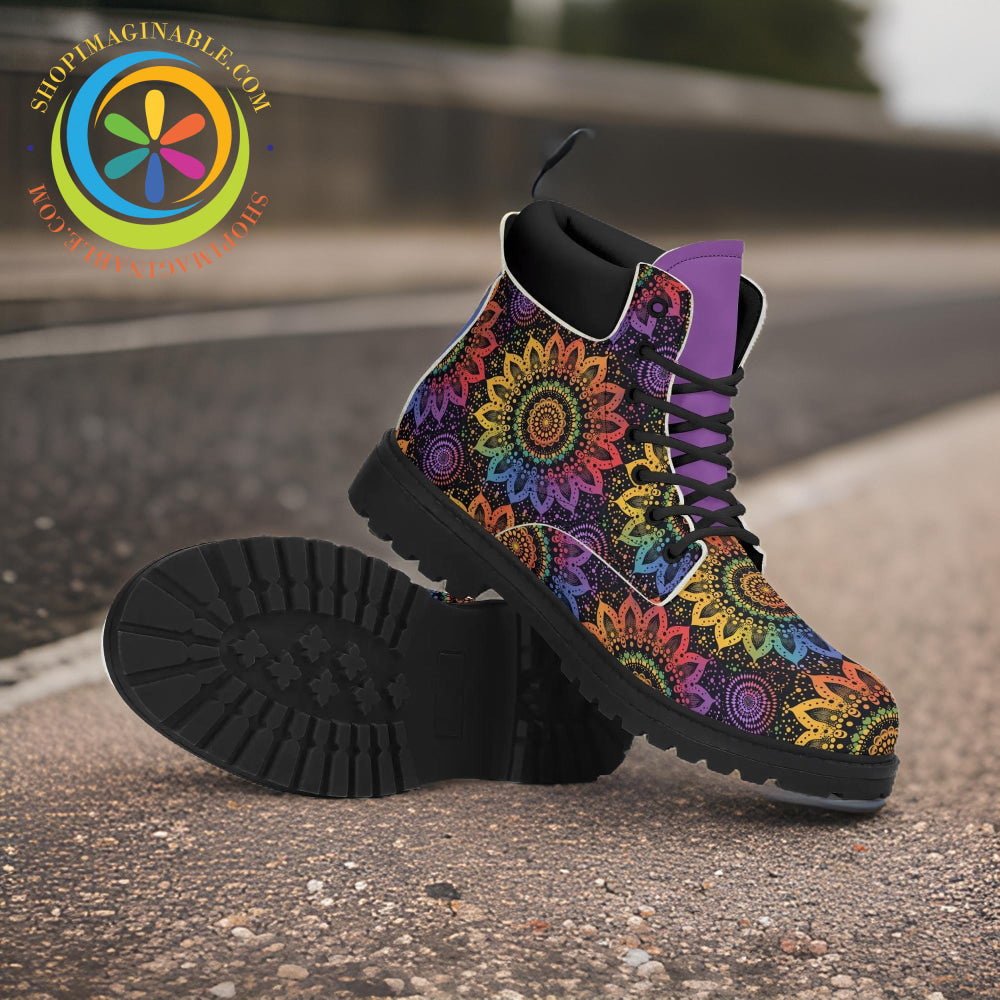 Rainbow Mandala Ladies Boots