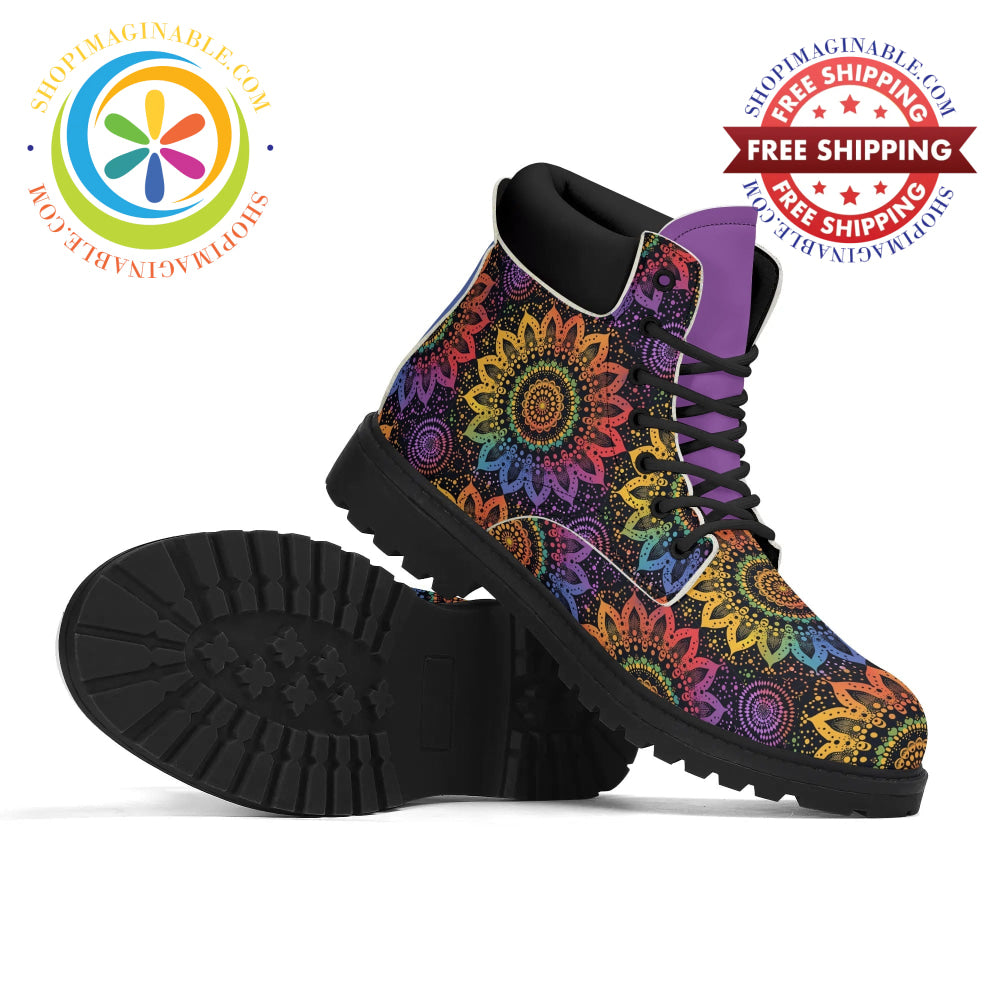 Rainbow Mandala Ladies Boots Us5 (Eu35)